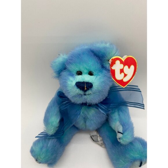 1993 Ty Beanie Babies The Attic Treasure Collection "Azure" Blue Bear Plush - Picture 2 of 9
